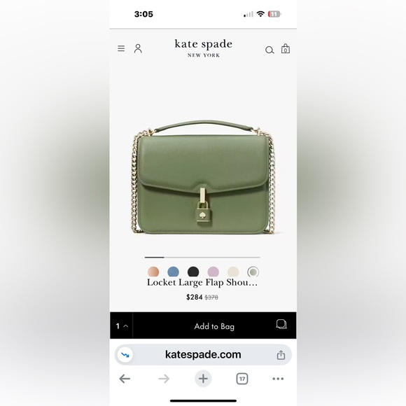 Kate Spade Locket Large Flap Shoulder Bag Olive Romaine purse - Picture 2 of 16